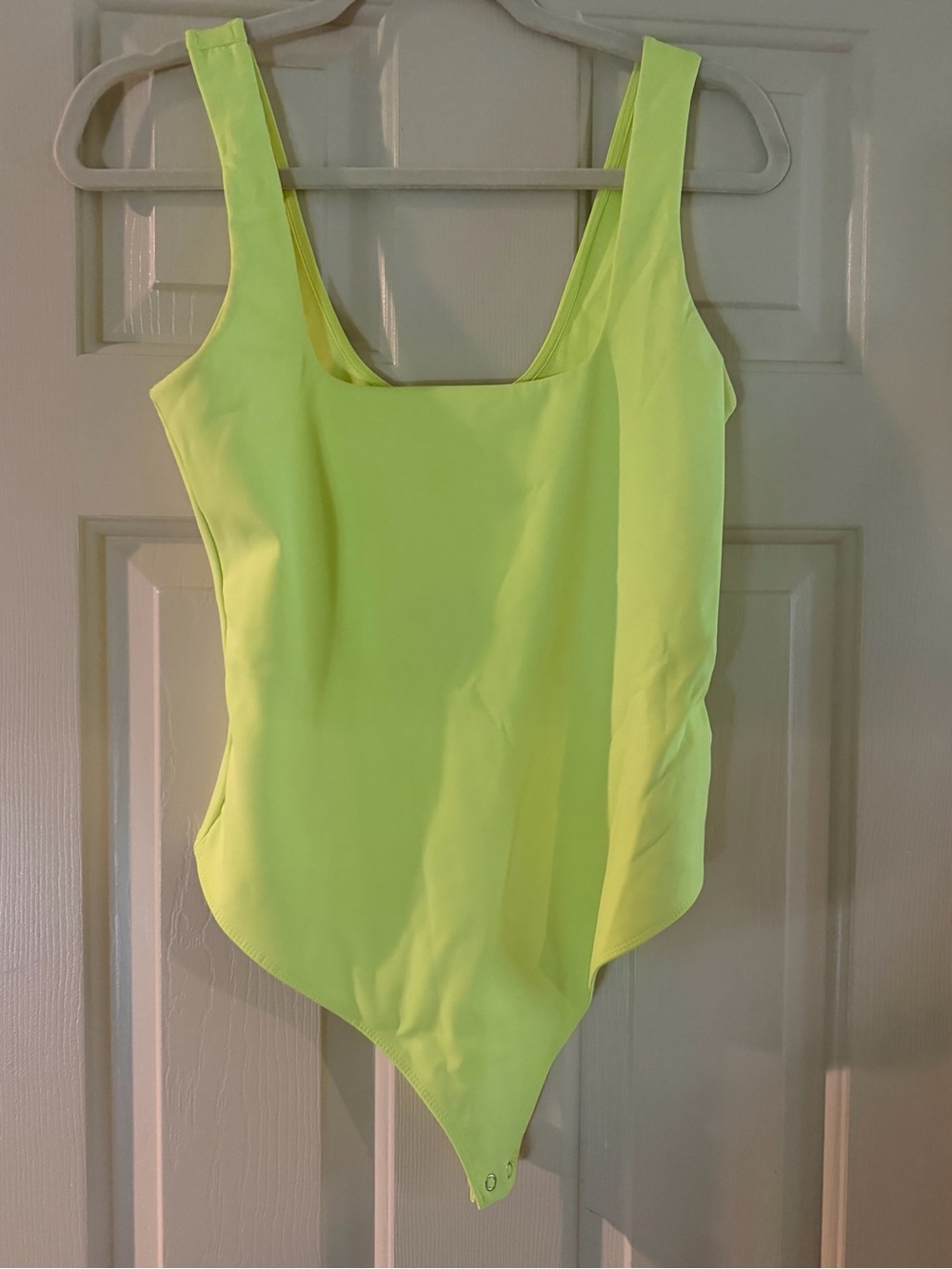 Good American Neon Yellow Scoop Neck Bodysuit
